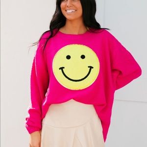 Judith March SMILEY HOT PINK SWEATER